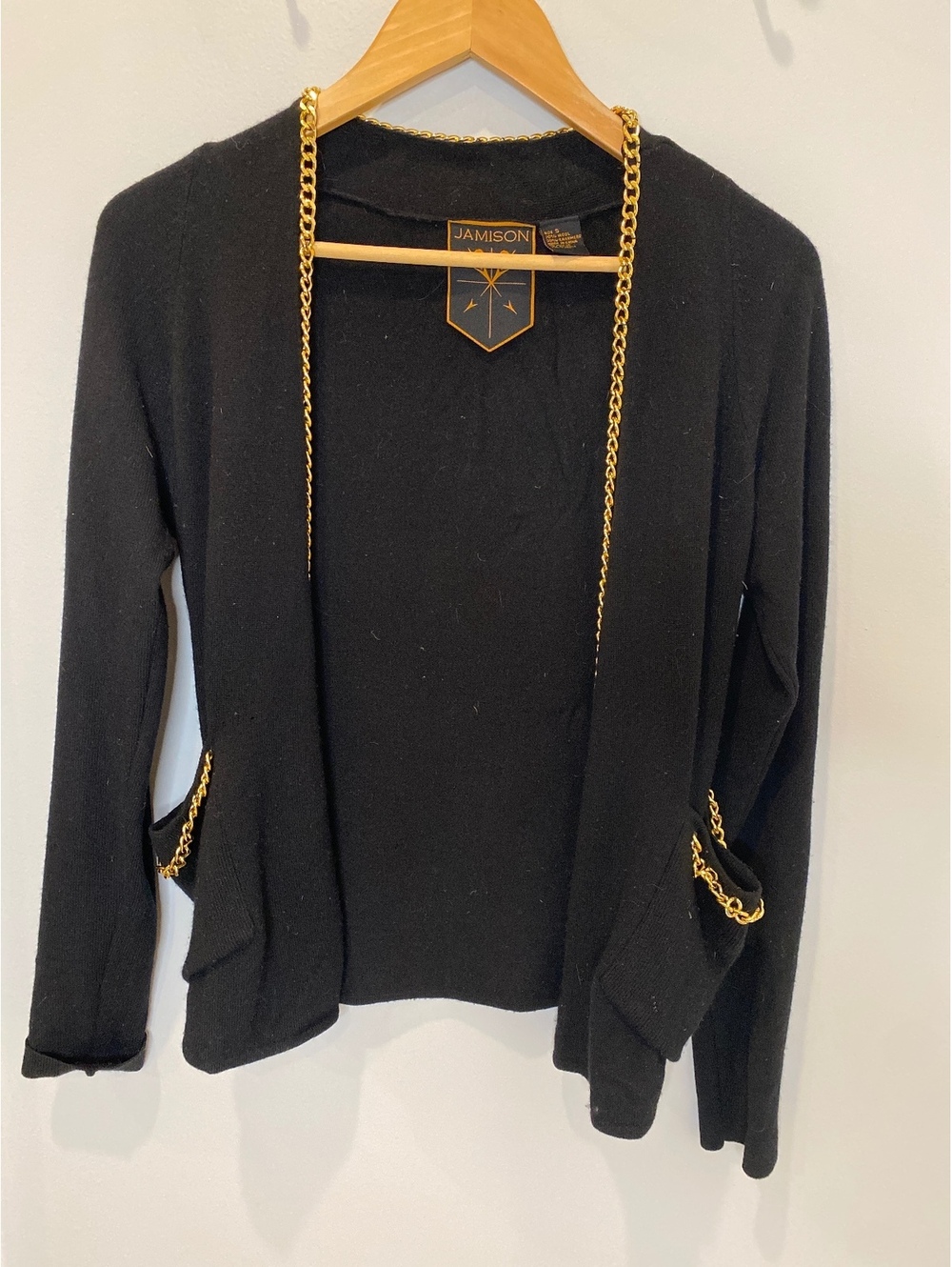 Avant Garde Jamison cashmere wool chain trim cardigan black small luxury punk